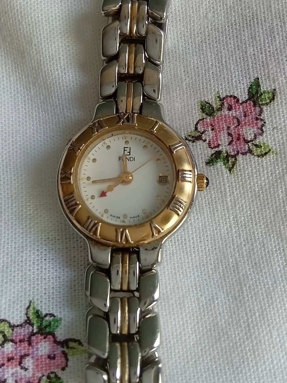 Fendi Women's Two-Tone Stainless‎ Steel Watch with Gold Bezel - White Dial